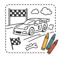 high-quality printable pages with race cars, jeeps & classics