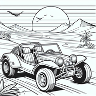 Free Cars Coloring Page – Dune Buggy at Sunset Beach | Ages 5–8 | Coloring.kids
