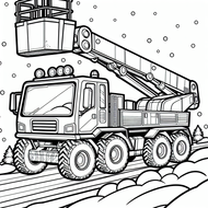 Free Bucket Truck Coloring Page – Snowy Utility Scene | Ages 5–8 | Coloring.kids