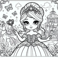 Princess and Her Magical Unicorn – Free Coloring Page