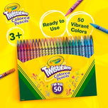 Crayola Twistables Colored Pencil Set (50ct), Kids Easter Basket Essentials & Stuffers, No Sharpen Colored Pencils For Kids, Coloring Book Pencils, 4+