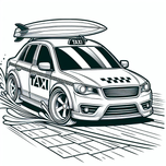 Free Cars Coloring Page – Surfboard Taxi Splash Ride | Ages 5–8 | Coloring.kids