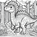 Free Dinosaur Coloring Page – Spiky Dino in the Forest | Ages 3–5 | Coloring.kids