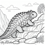 Free Dinosaur Coloring Page – Armored Dino on the Rocks | Ages 3–5 | Coloring.kids
