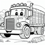 Free Farm Truck Coloring Page – Smiling Tractor-Trailer | Ages 3–5 | Coloring.kids