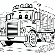 Free Farm Truck Coloring Page – Smiling Tractor-Trailer | Ages 3–5 | Coloring.kids