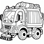 Free Street Sweeper Coloring Page – Happy Cleaning Truck | Ages 3–5 | Coloring.kids