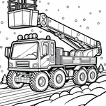 Free Bucket Truck Coloring Page – Snowy Utility Scene | Ages 5–8 | Coloring.kids
