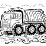 Free Garbage Truck Coloring Page – Rocky Road Scene | Ages 5–8 | Coloring.kids