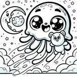 Free Coloring Page – Floating Jelly Monster with Teddy Bear (Ages 3–5)  Coloring.kids