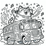 Free Coloring Page – Musical Cat Bus Adventure (Ages 5–8)  Coloring.kids