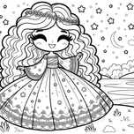 Starlight Princess by the Lake – Free Coloring Page | Coloring.kids