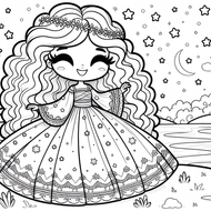 Starlight Princess by the Lake – Free Coloring Page | Coloring.kids