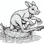 Free Coloring Page – Kangaroo Rowing a Coconut Boat (Ages 5–8) | Coloring.kids