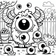Free Coloring Page – One-Eyed Monster Juggling Eyeballs (Ages 5–8)  Coloring.kids